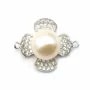 Intercalaire fleur 18mm en argent 925 rhodié pour perle semi-percée  x 1pc