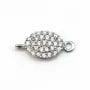 Breloque ovale en argent 925 & zirconium avec 2 anneaux 6x13mm x 1pc