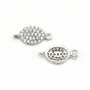 Breloque ovale en argent 925 & zirconium avec 2 anneaux 6x13mm x 1pc