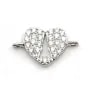 Breloque en argent 925 coeur & zirconium avec 2 anneaux 8x14mm x 1pc