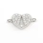 Breloque en argent 925 coeur & zirconium avec 2 anneaux 8x14mm x 1pc
