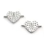 Breloque en argent 925 coeur & zirconium avec 2 anneaux 8x14mm x 1pc