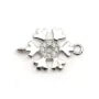 Breloque en argent 925 fleur& zirconium avec 2 anneaux 8x13mm x 1pc