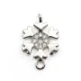 Breloque en argent 925 fleur& zirconium avec 2 anneaux 8x13mm x 1pc