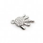 Breloque main & zirconium en argent 925 10x15mm x 1pc