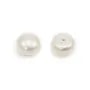 Freshwater cultured pearls, half-perforated, white, button, 9-9.5mm x 2pcs
