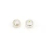 Perles de culture d'eau douce, semi-percée, blanche, bouton, 5.5-6mm x 4pcs