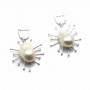 Dormeuse en argent 925 rhodié & zirconium pour perle baroque x 1pc