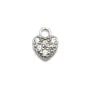 925 sterling silver charm heart & zirconium 8x14mm x1pc