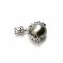 925 silver & zirconium charm, in shaped of "yes", 9.5 * 10.5mm x 1pc
