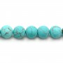 Turquoise reconstitué matte de forme ronde, mesurant 8mm x 40cm