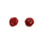 Bambou de mer rouge semi-percée, fleur, 8mm x1pc