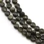 Obsidienne, de forme ronde plate facetté, 4mm x 40cm