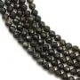 Obsidienne noire, de forme ronde facetté, 3mm x 39cm