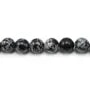 Obsidienne flocon de neige ronde 10mm x 40cm