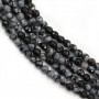 faceted round  snowflake obsidian 2mm x 40cm