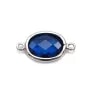Intercalaire argent 925  et zirconium saphir oval 9.5x17.5mm x 1p