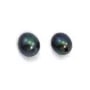 Perle de culture d'eau douce, semi-percée, bleu foncé, ovale, 7-7.5mm x 4pcs