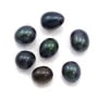 Perle de culture d'eau douce, semi-percée, bleu foncé, ovale, 7-7.5mm x 4pcs