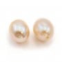 Perle de culture d'eau douce, semi-percée, saumon, ovale, 8-8.5mm x 1pc