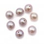 Perles de culture d'eau douce, semi-percée, mauve, ronde, 6-6.5mm x 1pc