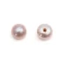 Perle de culture d'eau douce half-percée, mauve, bouton, 4-4.5mm x 4pcs