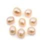 Perle de culture d'eau douce, semi-percée, saumon, ovale, 6-6.5mm x 1pc