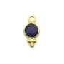 Breloque en Pierre traitée couleur saphir ronde facettée sur argent doré 5mm x 2pcs