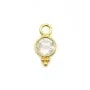 Breloque en Topaze blanche ronde facettée serti argent 925 doré à l'or fin 5mm x 2pcs