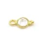 Breloque en Topaze blanche ronde facettée serti argent 925 doré à l'or fin 5mm x 2pcs