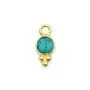 Breloque en Turquoise reconstituée ronde facettée sur argent doré 5mm x 2pcs