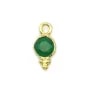 Breloque en Agate verte ronde facettée serti argent 925 doré à l'or fin 5mm x 2pcs