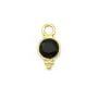 Breloque en Agate noire ronde facettée sur argent doré 5mm x 2pcs