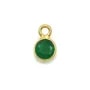 Agate verte ronde facettée sertie sur argent doré 5mm x 2pcs