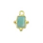 Breloque en Amazonite rectangle sur argent doré 8x12mm x 1pc