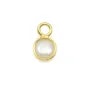 Perle d'eau douce ronde facettée sertie sur argent doré 5mm x 2pcs