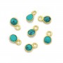 Turquoise reconstituée ronde facettée sertie sur argent doré 5mm x 2pcs