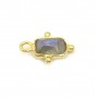 Breloque en Labradorite rectangle sur argent doré 5x7mm x 1pc