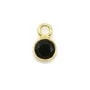 Agate noire ronde facettée sertie sur argent doré 5mm x 2pcs