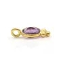 Oval Amethyst on Silver Charm 4x11mm x 2pcs