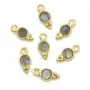 Breloque en Labradorite ronde facettée sur argent doré 5mm x 2pcs