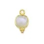 Breloque en Pierre de lune carrée facettée sur argent doré 7mm x 1pc