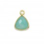 Amazonite triangle facettée sertie sur argent doré 9mm x 1pc