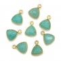 Amazonite triangle facettée sertie sur argent doré 9mm x 1pc