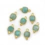 Breloque en Amazonite carrée facettée sur turquoise et doré 7mm x 1pc