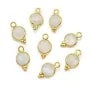 Round faceted moonstone charm on gold gilt silver 7mm x 1pc 