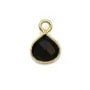 Breloque en Agate noire goutte facettée sur argent doré 7mm x 1pc