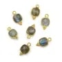 Breloque en Labradorite carrée facettée sur argent doré 7mm x 1pc