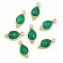 Breloque en Agate verte goutte facettée sur argent doré 7x15mm x 1pc