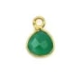 Breloque en Agate verte goutte facettée sur argent doré 7mm x 1pc